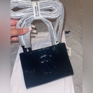Telfar small black patent leather